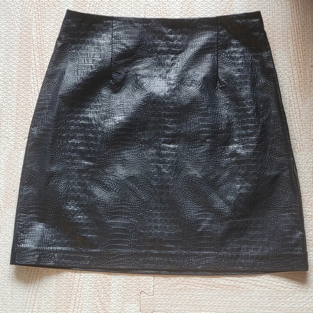 Dynamite Pleather Skirt-Croc Print
